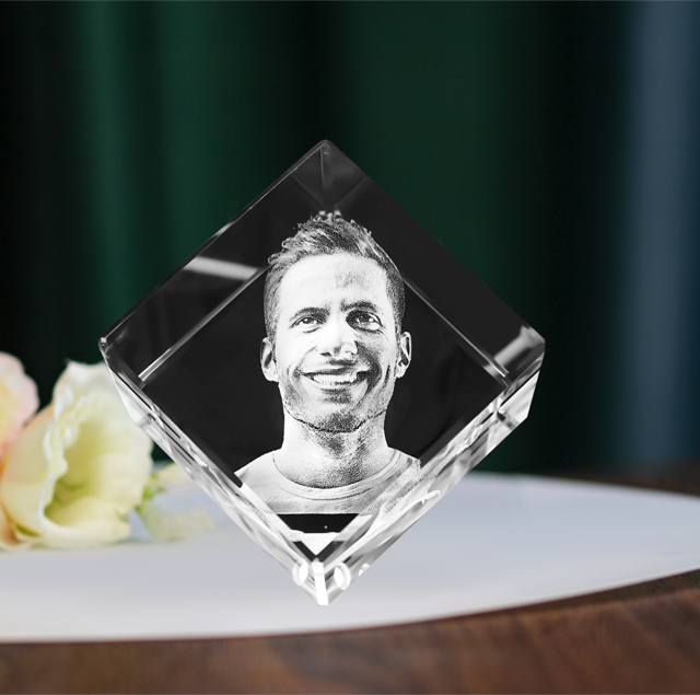Picture of Personalized 2D or 3D Crystal Photo Keychain Gift in Heart Crystal - Custom Photo Keychain - Pet Lover Gift