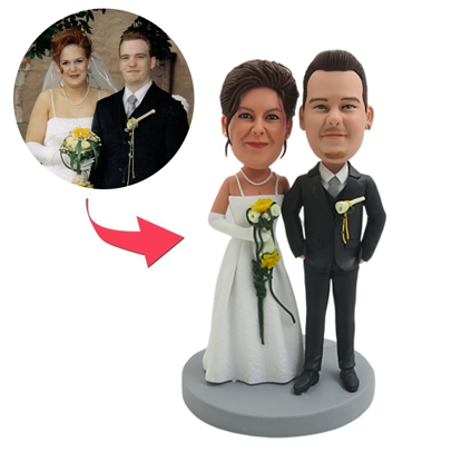 Picture of Custom Bobbleheads: Happy Wedding Couple  Bobbleheads | Personalized Bobbleheads for the Special Someone as a Unique Gift Idea｜Best Gift Idea for Birthday, Christmas, Thanksgiving etc.