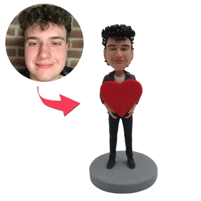 Picture of Custom Bobbleheads: Man With Heart | Personalized Bobbleheads for the Special Someone as a Unique Gift Idea｜Best Gift Idea for Birthday, Christmas, Thanksgiving etc.