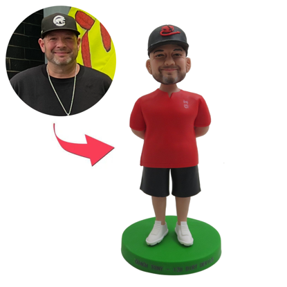 Picture of Custom Bobbleheads: Man In Red Shirt | Personalized Bobbleheads for the Special Someone as a Unique Gift Idea｜Best Gift Idea for Birthday, Christmas, Thanksgiving etc.