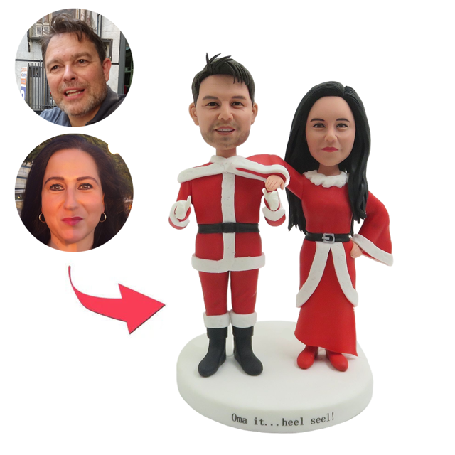 Picture of Custom Bobbleheads: Christmas Happy Couple Bobbleheads | Personalized Bobbleheads for the Special Someone as a Unique Gift Idea｜Best Gift Idea for Birthday, Christmas, Thanksgiving etc.