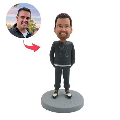 Picture of Custom Bobbleheads: Father's Day Gift Dad in Black  | Personalized Bobbleheads for the Special Someone as a Unique Gift Idea｜Best Gift Idea for Birthday, Christmas, Thanksgiving etc.
