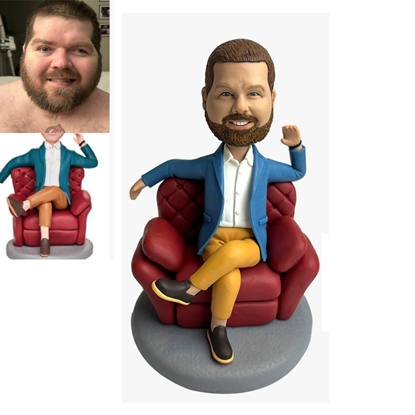 Picture of Custom Bobbleheads:  Man In Sofa | Personalized Bobbleheads for the Special Someone as a Unique Gift Idea｜Best Gift Idea for Birthday, Christmas, Thanksgiving etc. -