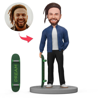 Picture of Custom Bobbleheads: Skateboard Boy | Personalized Bobbleheads for the Special Someone as a Unique Gift