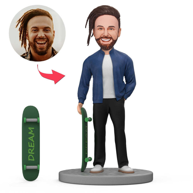 Picture of Custom Bobbleheads: Skateboard Boy | Personalized Bobbleheads for the Special Someone as a Unique Gift