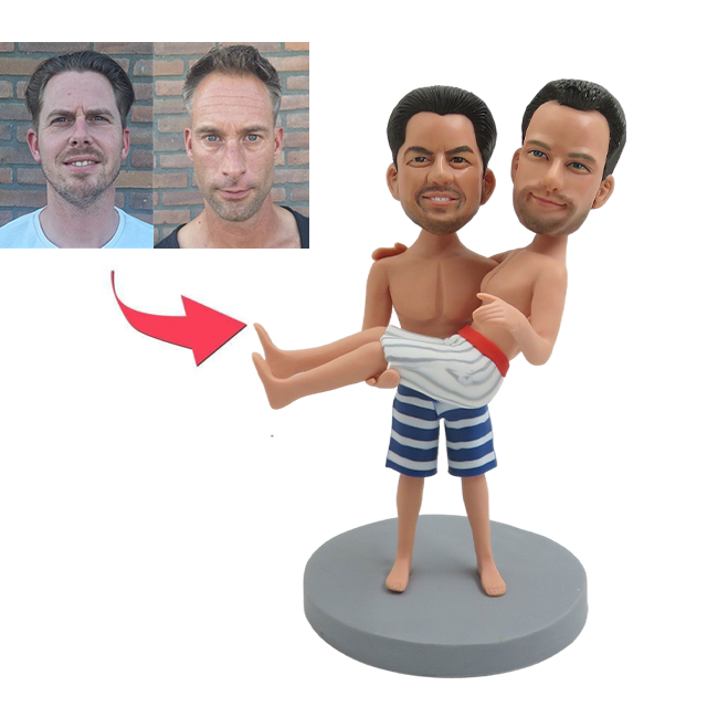 Picture of Custom Bobbleheads: Gay Gift Horizontal Hug | Personalized Bobbleheads for the Special Someone as a Unique Gift Idea｜Best Gift Idea for Birthday, Christmas, Thanksgiving etc.