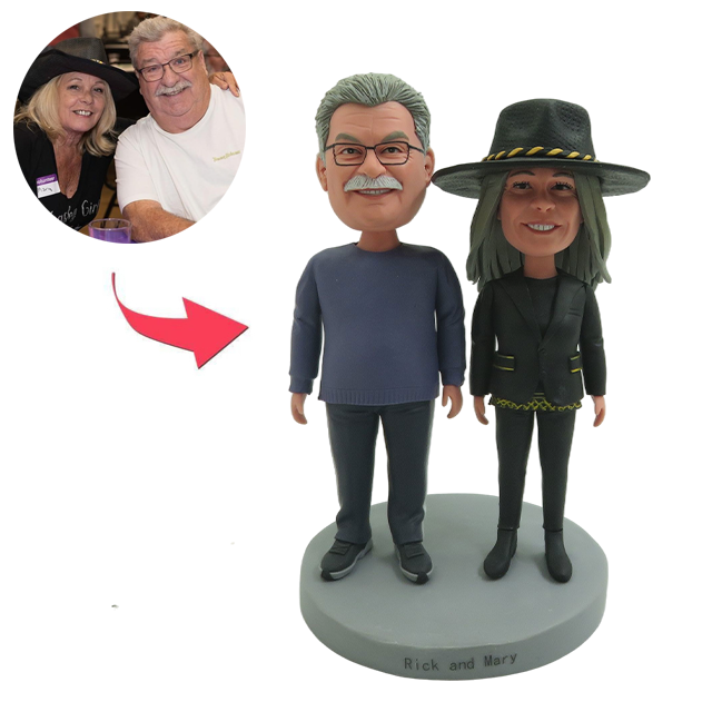 Picture of Custom Bobbleheads: Lovers in Matching Outfits| Personalized Bobbleheads for the Special Someone as a Unique Gift Idea｜Best Gift Idea for Birthday, Christmas, Thanksgiving etc.