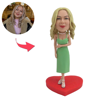 Picture of Custom Bobbleheads: Modern Women In Green Dress | Personalized Bobbleheads for the Special Someone as a Unique Gift Idea｜Best Gift Idea for Birthday, Christmas, Thanksgiving etc.