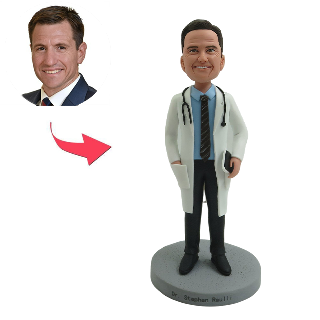 Picture of Custom Bobbleheads: Male Anesthesiologist in White Coat | Personalized Bobbleheads for the Special Someone as a Unique Gift Idea｜Best Gift Idea for Birthday, Christmas, Thanksgiving etc.
