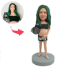 Picture of Custom Bobbleheads: Pregnant Women In Green Hair | Personalized Bobbleheads for the Special Someone as a Unique Gift Idea｜Best Gift Idea for Birthday, Christmas, Thanksgiving etc.