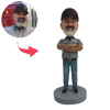 Picture of Custom Bobbleheads:  Grandpa With Arm Holded| Personalized Bobbleheads for the Special Someone as a Unique Gift Idea｜Best Gift Idea for Birthday, Christmas, Thanksgiving etc.