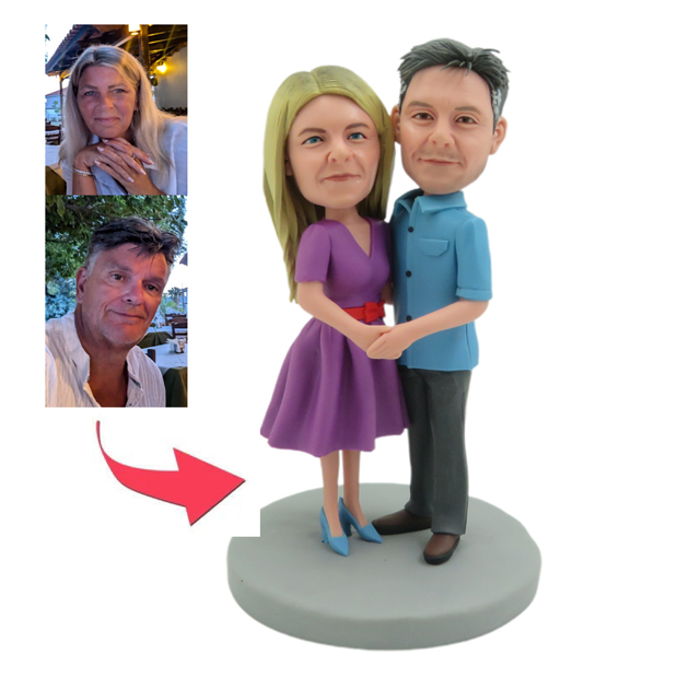 Picture of Custom Bobbleheads: A Couple Holding Hands Bobbleheads | Personalized Bobbleheads for the Special Someone as a Unique Gift Idea｜Best Gift Idea for Birthday, Christmas, Thanksgiving etc.