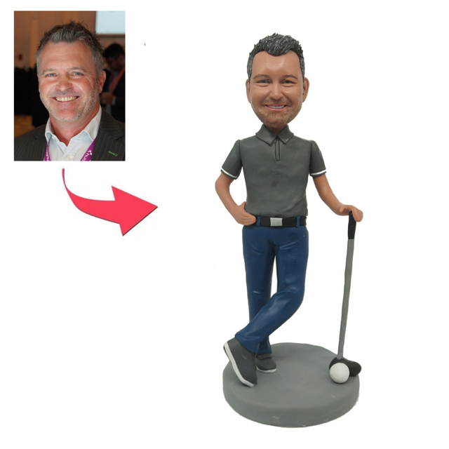 Picture of Custom Bobbleheads: Cool Golfer Man | Personalized Bobbleheads for the Special Someone as a Unique Gift Idea｜Best Gift Idea for Birthday, Christmas, Thanksgiving etc.