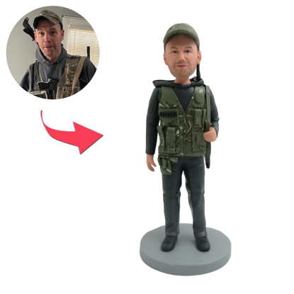 Picture of Custom Bobbleheads: Man With A Gun | Personalized Bobbleheads for the Special Someone as a Unique Gift Idea｜Best Gift Idea for Birthday, Christmas, Thanksgiving etc.