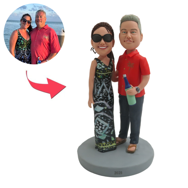 Picture of Custom Bobbleheads: Loving Happy Couple Bobbleheads | Personalized Bobbleheads for the Special Someone as a Unique Gift Idea｜Best Gift Idea for Birthday, Christmas, Thanksgiving etc.