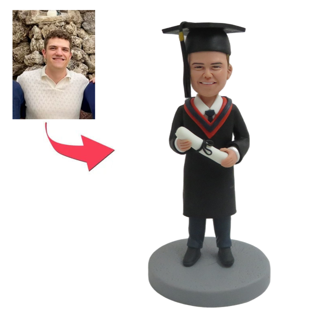 Picture of Custom Bobbleheads: Graduation Young Man | Personalized Bobbleheads for the Special Someone as a Unique Gift Idea｜Best Gift Idea for Birthday, Christmas, Thanksgiving etc.