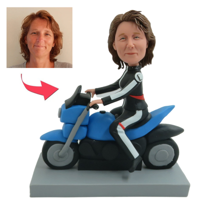 Picture of Custom Bobbleheads: Woman's Motorcycle | Personalized Bobbleheads for the Special Someone as a Unique Gift Idea｜Best Gift Idea for Birthday, Christmas, Thanksgiving etc.