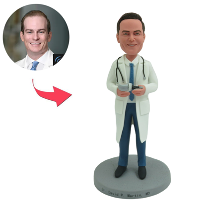 Picture of Custom Bobbleheads: Male Anesthesiologist with Smile | Personalized Bobbleheads for the Special Someone as a Unique Gift Idea｜Best Gift Idea for Birthday, Christmas, Thanksgiving etc.