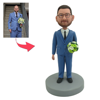 Picture of Custom Bobbleheads: Wedding Groomsmen in Blue Suit | Personalized Bobbleheads for the Special Someone as a Unique Gift Idea｜Best Gift Idea for Birthday, Christmas, Thanksgiving etc.
