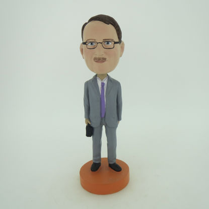 Picture of Custom Bobblehead Doll: Business Man With A Case In Hand