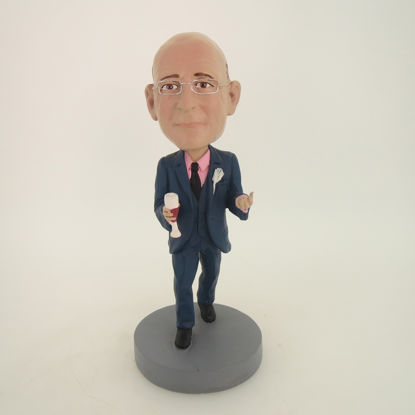 Picture of Custom Bobblehead Doll: Business Man With Red Wine