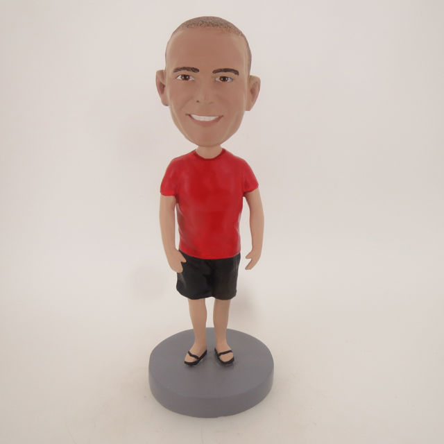 Picture of Custom Bobblehead Doll: Casual Man In Red and Black