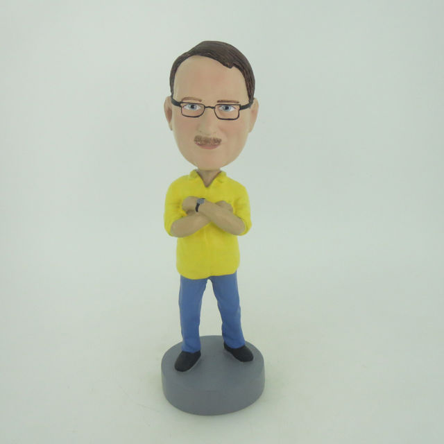 Picture of Custom Bobblehead Doll: Man With Hands On His Chest