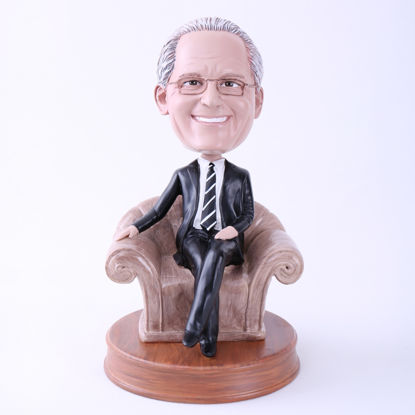 Picture of Custom Bobblehead Doll: Black Suit Man in Sofa