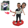Picture of Custom Bobbleheads: Groom Holding up the Bride | Personalized Bobbleheads for the Special Someone as a Unique Gift Idea｜Best Gift Idea for Birthday, Christmas, Thanksgiving etc.