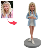 Picture of Custom Bobbleheads: Girl in Blue Shirt | Personalized Bobbleheads for the Special Someone as a Unique Gift Idea｜Best Gift Idea for Birthday, Christmas, Thanksgiving etc.