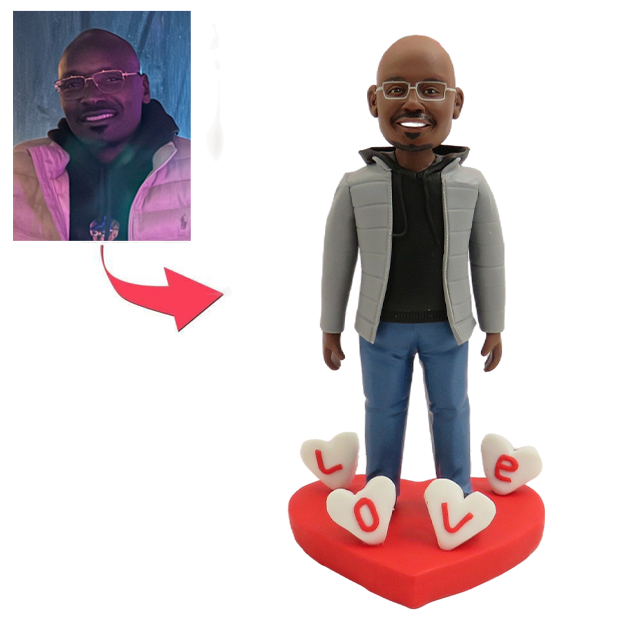 Picture of Custom Bobbleheads: Casual Man In Grey Jacket | Personalized Bobbleheads for the Special Someone as a Unique Gift Idea｜Best Gift Idea for Birthday, Christmas, Thanksgiving etc.