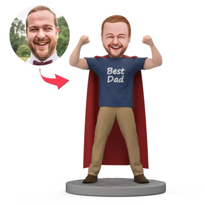 Picture of Custom Bobbleheads: Super Dad with Cape| Personalized Bobbleheads for the Special Someone as a Unique Gift Idea｜Best Gift Idea for Birthday, Christmas, Thanksgiving etc.
