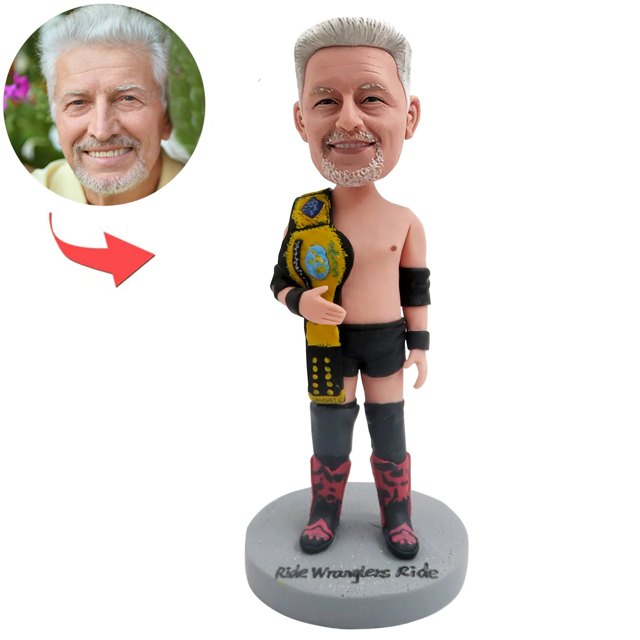 Picture of Boxing Champion with Gold Belt | Personalized Bobbleheads for the Special Someone as a Unique Gift Idea