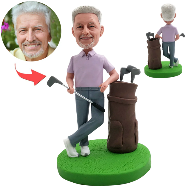 Picture of Man with Golf Bag | Personalized Bobbleheads for the Special Someone as a Unique Gift Idea