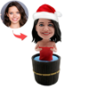 Picture of Female Bathing with Santa Hat | Personalized Bobbleheads for the Special Someone as a Unique Gift Idea