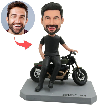 Picture of Man with Motorcycle | Personalized Bobbleheads for the Special Someone as a Unique Gift Idea｜Best Gift Idea for Birthday, Christmas, Thanksgiving etc.