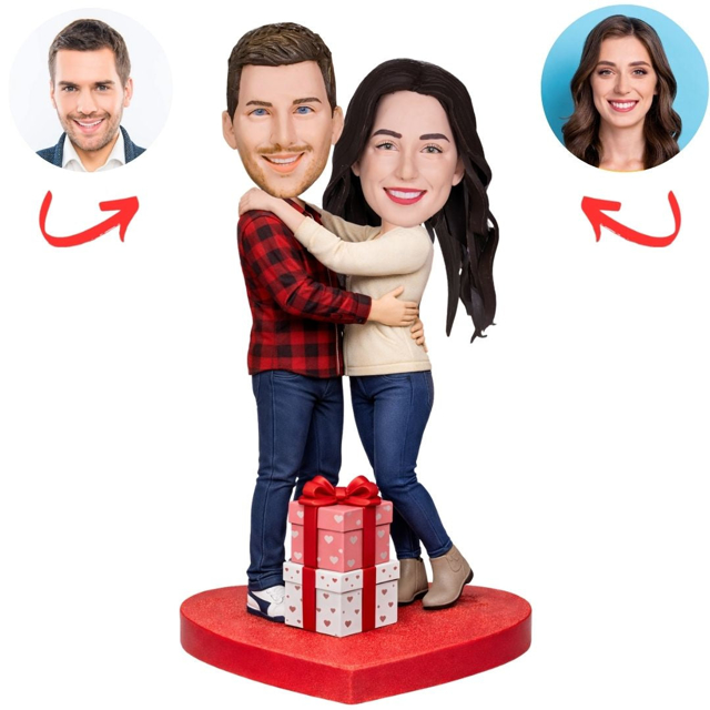 Picture of Custom Bobbleheads: Casual Couple and Gift Box | Personalized Bobbleheads for the Special Someone as a Unique Gift Idea｜Best Gift Idea for Birthday, Christmas, Thanksgiving etc.