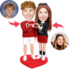 Picture of Custom Bobbleheads: Happy Couple Hand In Hand | Personalized Bobbleheads for the Special Someone as a Unique Gift Idea｜Best Gift Idea for Birthday, Christmas, Thanksgiving etc.