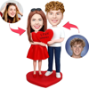 Picture of Custom Bobbleheads: Happy Couple Holding A Heart Sign | Personalized Bobbleheads for the Special Someone as a Unique Gift Idea｜Best Gift Idea for Birthday, Christmas, Thanksgiving etc.