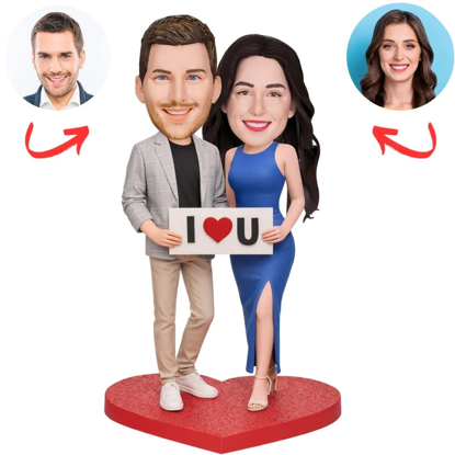 Picture of Custom Bobbleheads: I Love You Sign Modern Couple| Personalized Bobbleheads for the Special Someone as a Unique Gift Idea｜Best Gift Idea for Birthday, Christmas, Thanksgiving etc.