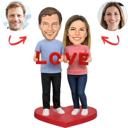 Picture of Custom Bobbleheads: LOVE Casual Couple| Personalized Bobbleheads for the Special Someone as a Unique Gift Idea｜Best Gift Idea for Birthday, Christmas, Thanksgiving etc.